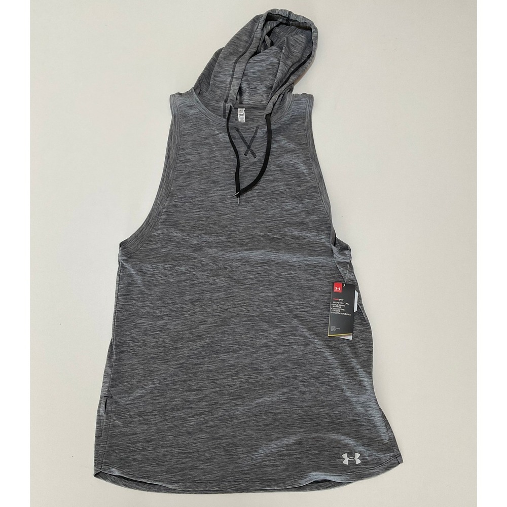 Under Armour Womens HeatGear Sleeveless Hoodie Gray Heather Size Large NWT